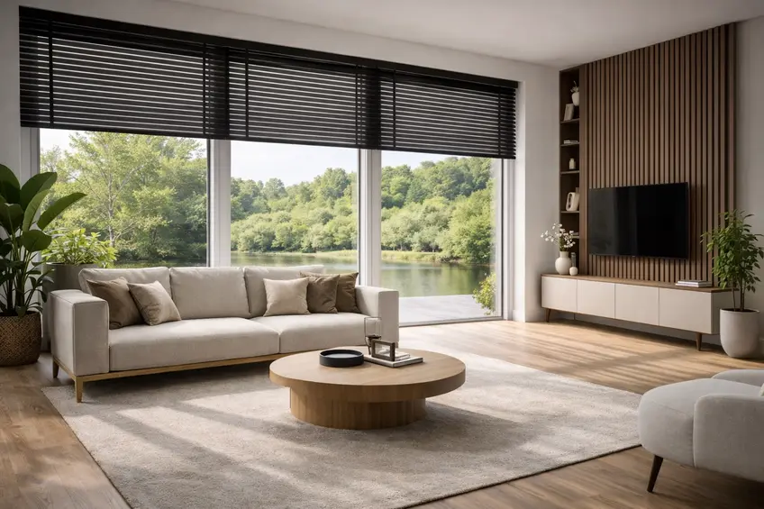 Fensterflächen groß modern Haus: Wie durchdachte Beschattung große Glasflächen wohnlich macht